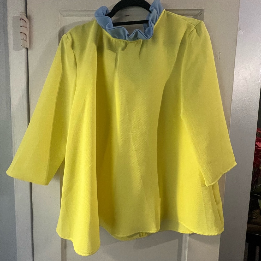 Tuckernuck Pomander Place Yellow Tie Blouse M